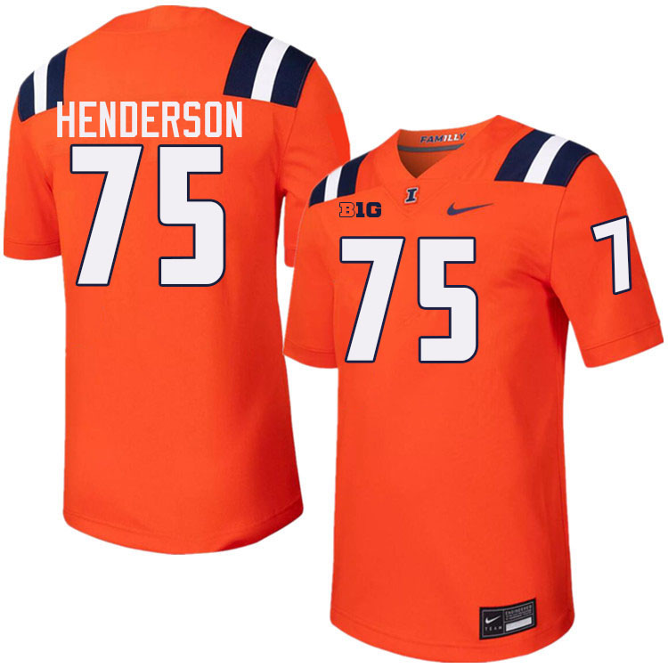 Men #75 Brandon Henderson Illinois Fighting Illini College Football Jerseys Stitched-Orange